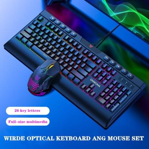 Gaming/Office Keyboard Wired Gaming Mouse Kit 104 Keycaps with RGB Backlight Keyboard Gamer Ergonomic Mouse for PC Laptop