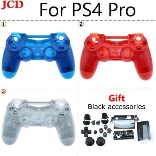 JCD New Transparent Replacement For Sony PS4 Pro Wireless Controller For Plastic for JDS 040 Cover Front Back Housing Shell Case