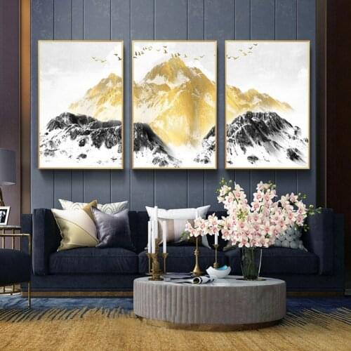 Spray Color Abstract Landscape Snow Mountain Fog Canvas Painting Wall Frameless Picture Printing Poster Living Room Decoration