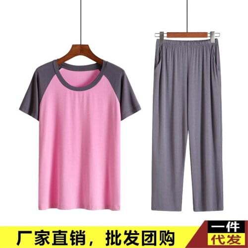 Summer new modal ladies home service suit short-sleeved trousers thin loose large size home casual pajamas
