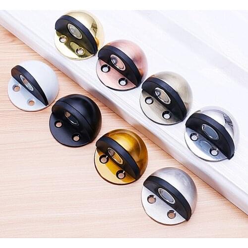 Stainless Steel Magnetic Door stopper Modern magnet Hidden Door Stops Holders Catch Floor Nail-free Doorstop Furniture Hardware