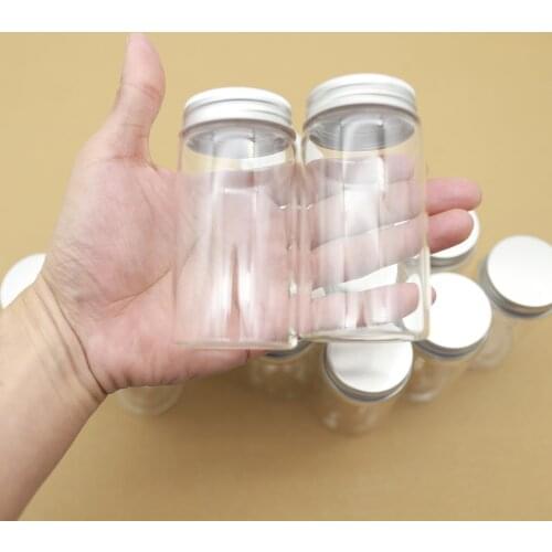 12pcs/lot 47*90mm 120ml small Glass vial Bottle jars Silver Screw Cap mini Jars DIY Craft Transparent jars empty bottles