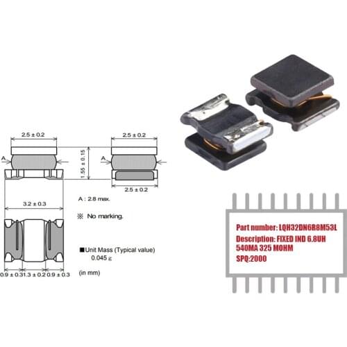 My Group Asia 2000PCS LQH32DN6R8M53L Unshielded SMD IND±20% 6.8UH 540MA 325 MOHM Fixed Coil Chip Inductors in Stock