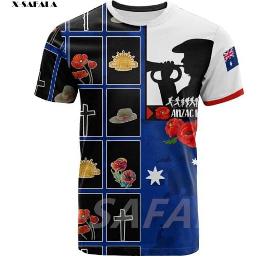 WE WILL REMEMBER THEM Anzac Australia Aboriginal 3D Printed High Quality 1 Milk Fiber T-shirt Round Neck Men Female Casual Tops