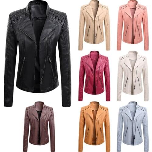 2021 New Arrive Autumn Spring Womens Sport Outerwear Business Casual Leather Short Jacket Ladies Slim Formal Jacket Leisure Coat