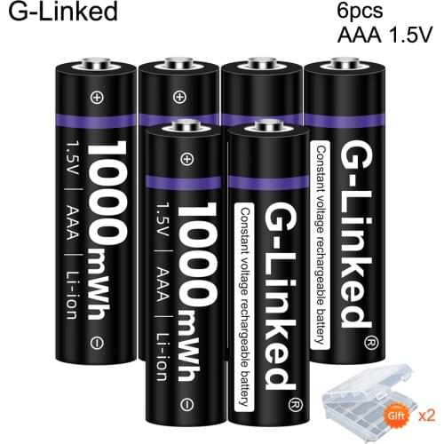High Capacity 1000mWh 1.5V AAA Rechargeable Li-ion Battery 1.5V AAA Rechargeable Batteries for Wireless Mouse Gamepad