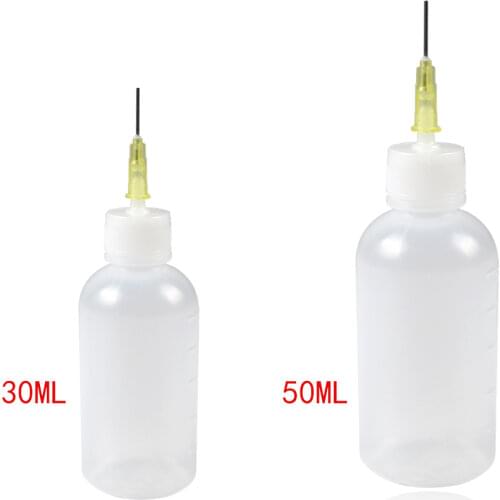 50cc 30ml Plastic Dispensing Bottle with Syringe Needle Nozzle Squeeze glue gel alcohol pot reuse for multi purpose DIY work