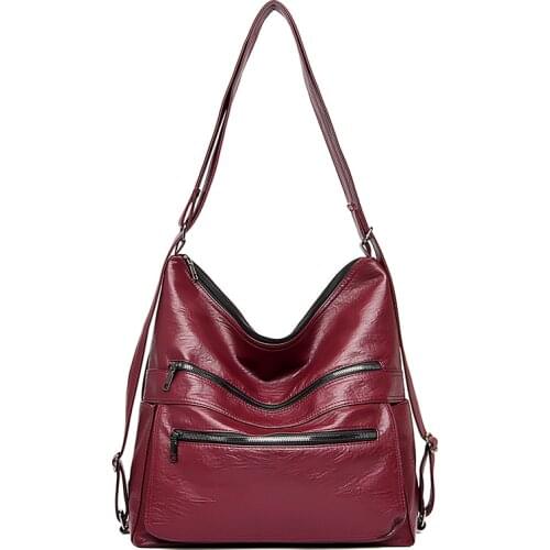 Casual Ladies Soft Leather Bags Multifunction Women Handbags Large Capacity School Bags For Teenage Girls Mochilas Mujer 2020