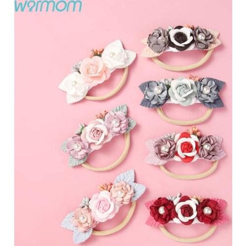 Warmom Newborn Photography Props Floral Baby Headband Christmas Gifts for Kids Girls Hair Accessories Infant Toddler Hairband