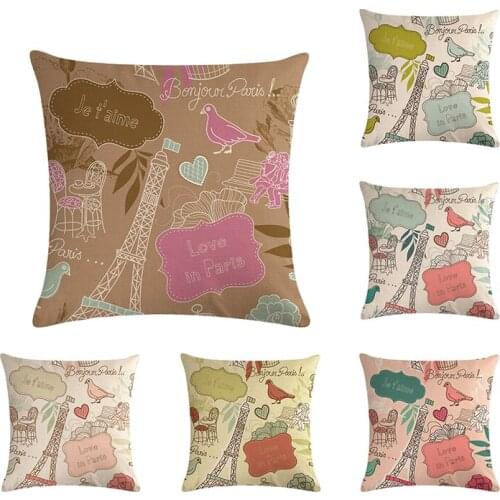 Romantic France Eiffel Tower Paris Sofa Cushion Covers For Car Chair Throw Pillow Cover 45x45cm Pillowcase