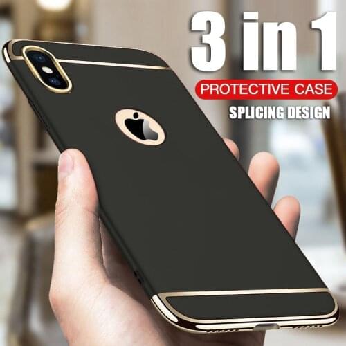 Luxury Plating 3 in 1 Phone Case For iPhone X Xr Xs Max 8 7 6 6s Plus Case PC Hard Cover For iPhone 11 12 Pro Max 12 Mini Case