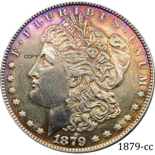 United States Morgan One Dollar US Coin 1879 CC Cupronickel Plated Silver Morgan Silver Dollor Coin