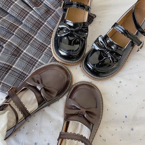 YSHUNIJ Lolita shoes female round head cute student soft sister uniform big head doll shoes Japanese small leather shoes