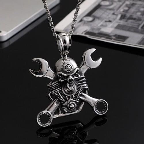 Stainless steel jewelry Titanium steel wrench pendant mens personality punk skull pendant accessories