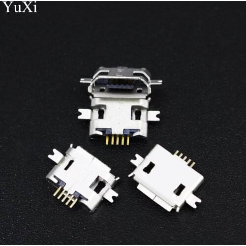 YuXi 10pcs/lot Btype Micro USB female socket connector 2.0 sink 1.6 SMT 2FEET FLAT MOUTH