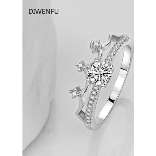 DIWENFU Solid 925 Sterling Silver Rings for Women Stacking Band Engagement Wedding Part Gift Classic Romantic Fine Jewelry