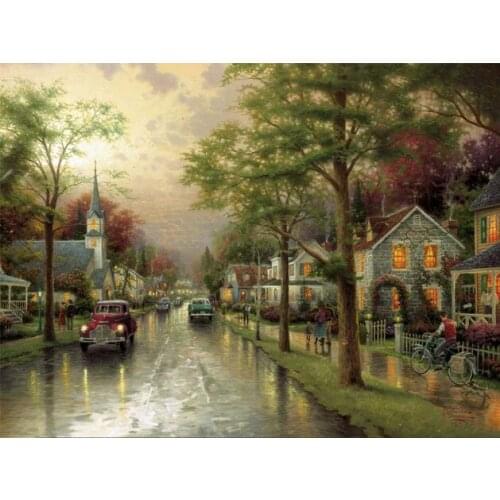 A6349 scenic forest cross stitch Oil painting girl 11/ 14ct /16/28/27CT cloth cotton thread embroidery DIY handmade