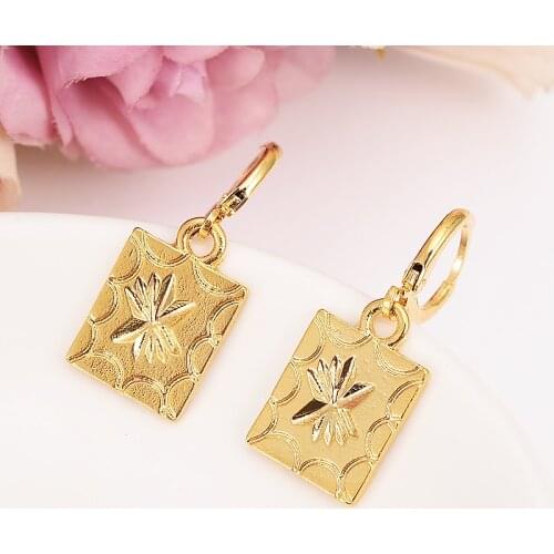 Gold Color Dubai square Earrings geometrical Women/Girl,Love Trendy Jewelry for African/Arab/Middle Eastern party jewelry gift