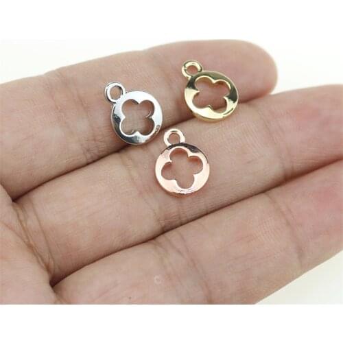 20pcs 10*13mm Four Leaf Clover Coin Zinc Alloy Necklace,Earring Bracelet Jewelry DIY Handmade 3 colors