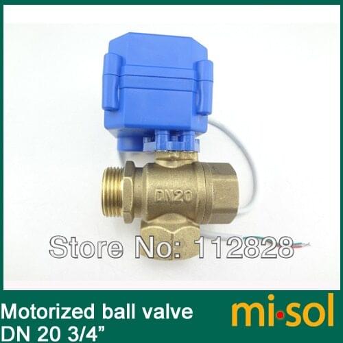 3 way motorized ball valve DN20 (reduce port), T port, electric ball valve, motorized valve