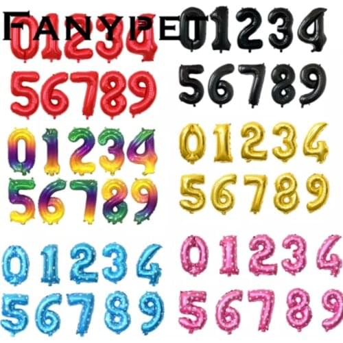 50pcs 16inch Number Foil Balloons Rose Gold Silver digital for Wedding baby shower Birthday party Decoration Supplies Wholesale
