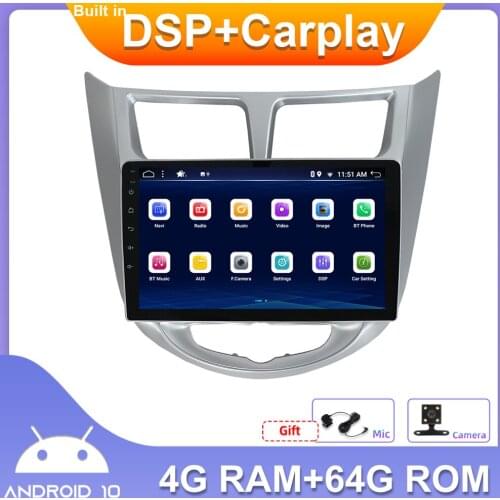 9" Car Radio Android 10.0 For Hyundai Verna/Solaris Accent 2012-2016 Android 10.0 Carplay Auto Android 10.0 Aux Wifi DAB OBD USB
