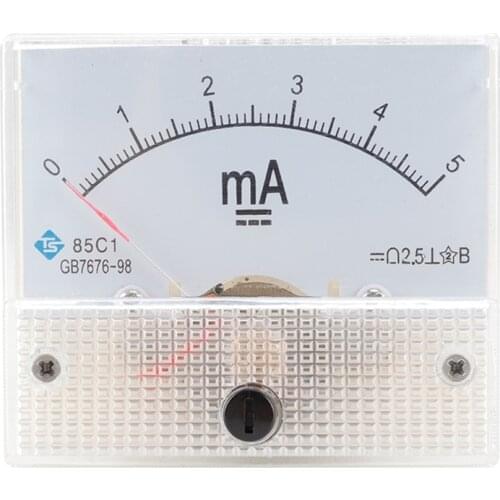 Ammeter Mechanical Pointer Type Analog Current Panel Meter Current Meter 85C1 DC1/5/10/30/50/100/200/300/500mA D7WD