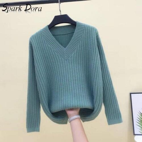 Free Shipping Winter Sweater Women Fashion Solid Color V-neck Outerwear Casual Long Sleeve Comfort Plus Size Bottoming Pullover