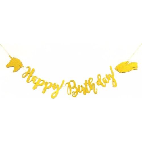 Glittering Unicorn Happy Birthday Banner Baby Shower Children Kids Birthday Gender Reveal Flags Decor Unicorn Party Supplies