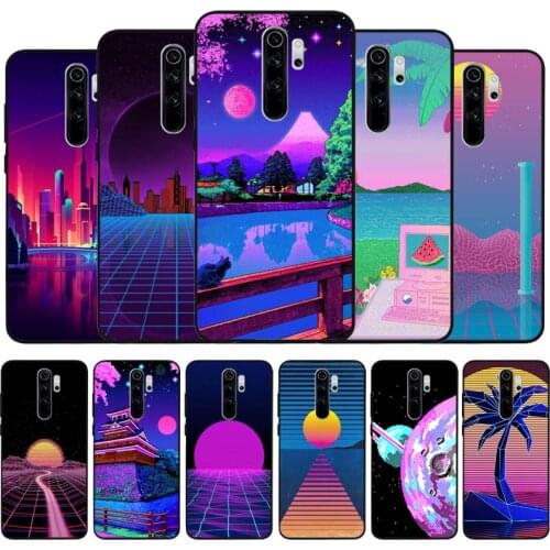 Synthwave Vaporwave Art black Silicone Phone Case For Redmi note 9 8 7 Pro S 8T 7A Cover