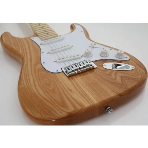 Natural grey-wood electric guitar, 3 pickups, chromium alloy hardware, custom-made, free delivery