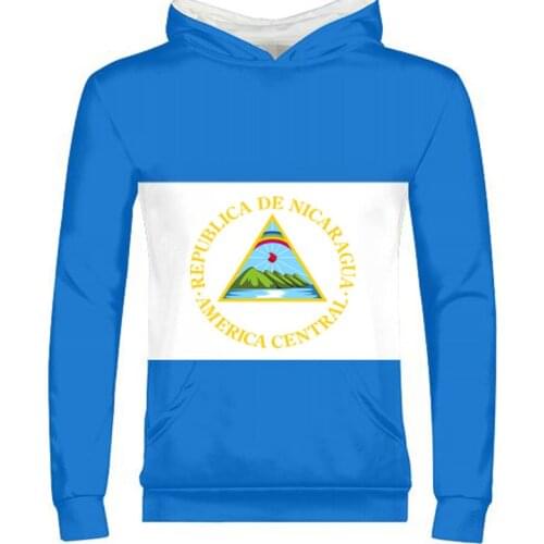 NICARAGUA male free custom name number zipper sweatshirt nation flag republic spanish nicaraguan college print photo clothes