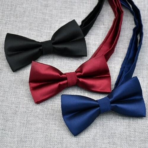 Bow tie mens solid color monochrome flat bow tie double-layer design solid color bow tie