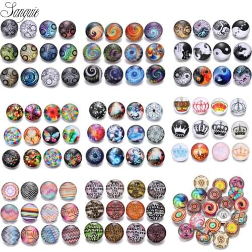 Hot selling 12pcs/lot snap jewelry 18mm snap buttons crown butterfly flower glass leather clasp snap button bracelet