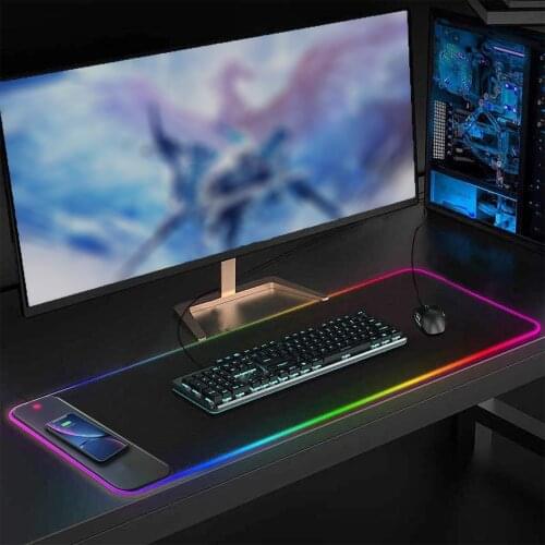 Rgb Wireless 15w Charging Oversized Mouse Pad 800x300 Mm Gaming Mouse Pad Tapis De Souris Accessories Mouse Pad Gamer Evangelion