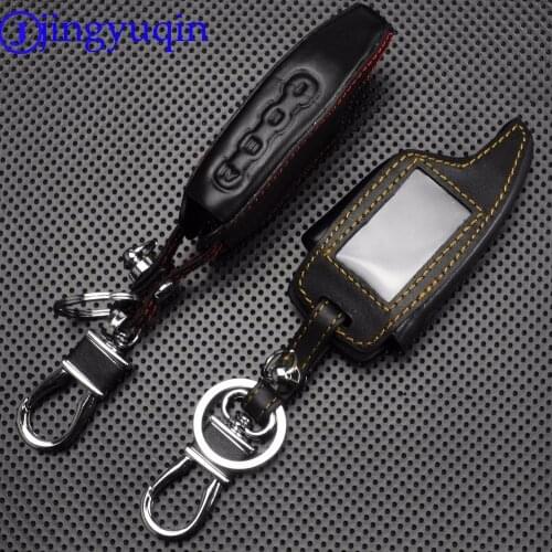 Jingyuqin 4 Buttons Leather Car Key Cover Case accessories For Scher-Khan Magicar 5 LCD Remote Only Scher khan Magicar M5