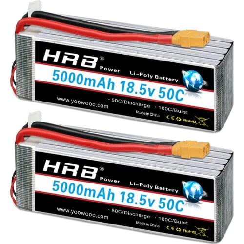 2pcs HRB 5S RC Lipo Battery 18.5V 5000mAh 50-100C XT90 Plug for MIKADO LOGO 500 ALIGN T-REX 550 600 GAUI X5 Outrage helicopter