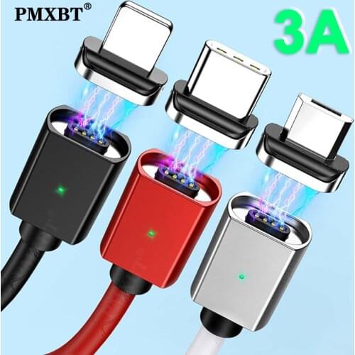 Magnetic USB Type C Cable Micro USB Quick Charge Cord Mobile Phone Fast Charger For iphone Ipad iOS Android USBC LED Data Wire