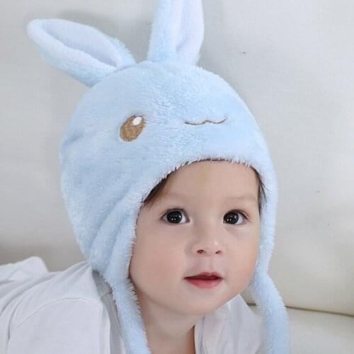 Rabbit/Bear Ears Cute Baby Hat Soft Cotton Newborn Baby Beanie Double Layer Warm Winter Hat for Baby Girls Boys Knitted Kids Hat