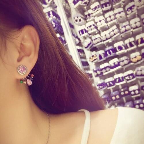 Fashion Brand Jewelry New Hot Rhinestone High Quality Charming Metal Flower Multicolor Stud Earrings GLE6131Y