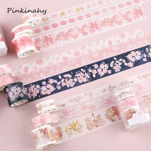 3 pcs/pack Cherry Sakura junkJournal Washi Tape Set DIY Scrapbooking Sticker Label Masking Tape School Office Supply