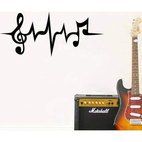 Heartbeat wall decal music notation painted wall car laptop art decor sticker free shipiing