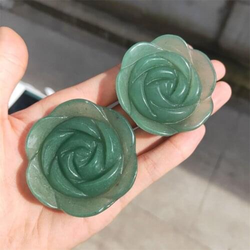 Natural Aventurine Rose Flower Hand Carved Crystal Flowers Healing Stones Decor Gifts Natural Stones and Minerals