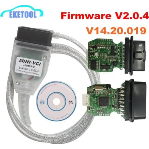Firmware V2.0.4 MINI VCI V14.20.019 K-Line CAN For Toyota TIS Techstream FTDI FT232RL Multi-Language MINI-VCI