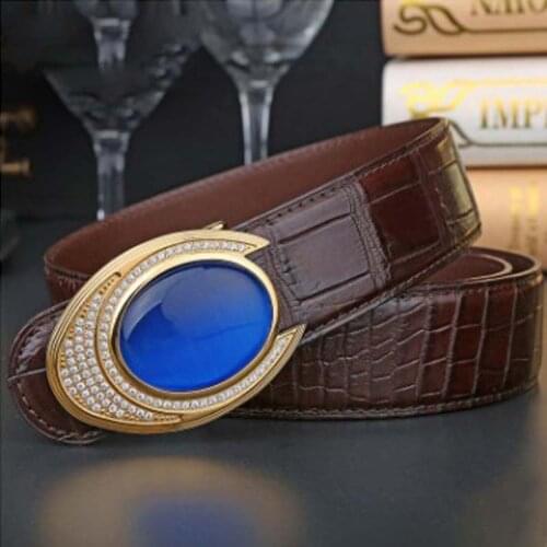 LINSHE crocodile The belt The new high-grade Set auger men The belt Genuine leather Stainless steel personality