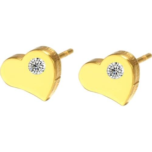 Cardy Koala 10mm-Mens Earrings Heart Crystal Love Earrings Gold Color And Silver Color Stainless Steel Cheap Heart Stud Earring