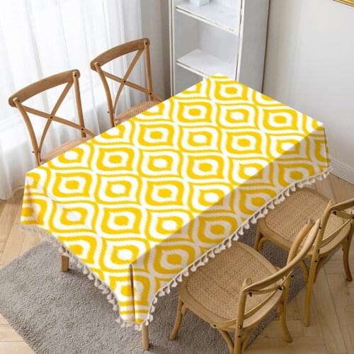 Yellow Dots Printing Table Cloth Tassel Waterproof Tablecloth Thick Rectangular Manteles Mesa Nappe Wedding Decorate Table Cover