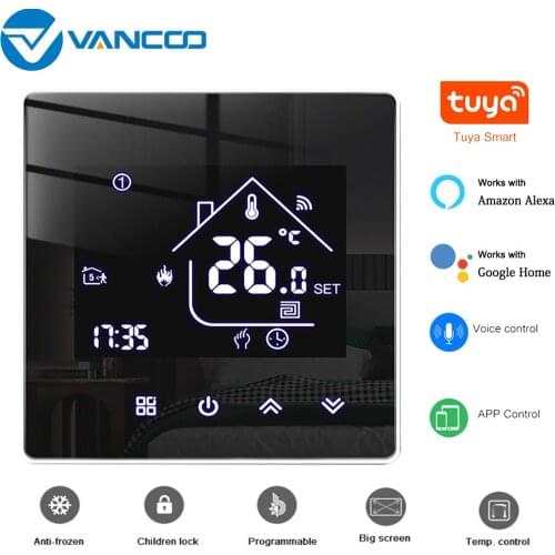 Vancoo Alexa Wifi Electric Floor Heating Thermostat Water Voice Mobile Phone Control Touch Screen LCD Display Thermoregulator