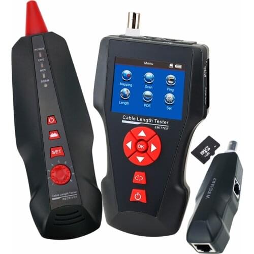RJ45 RJ11 BNC Coax Network w/ Free TF Card Handheld Cable Tester Wire Tracker Cable Length Tester STP/UTP 5E, 6E Ethernet Tester