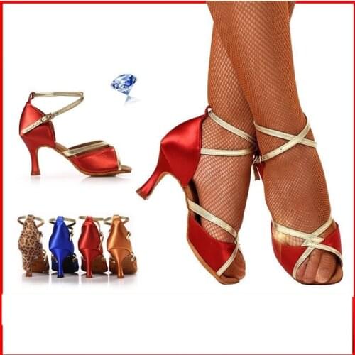 BD 2318 Breathable friendship Mid heel Dance shoes Latin Imported satin Global The most popular shoes Professional Latin shoes